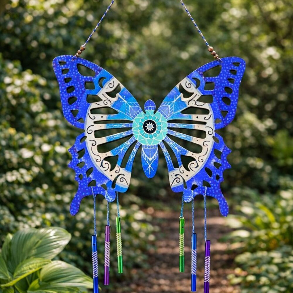 Colorful Turkish Eye Mandala Wood Hanging Wall Decor Butterfly